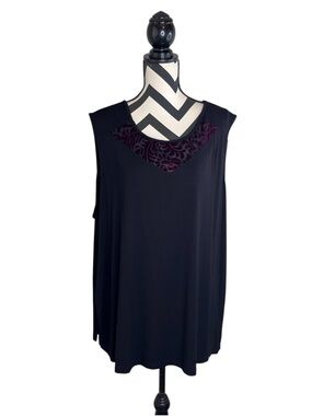 Any Wear by Catherines Sz 3X Whimsigoth Velvet Mesh Sleeveless Blouse